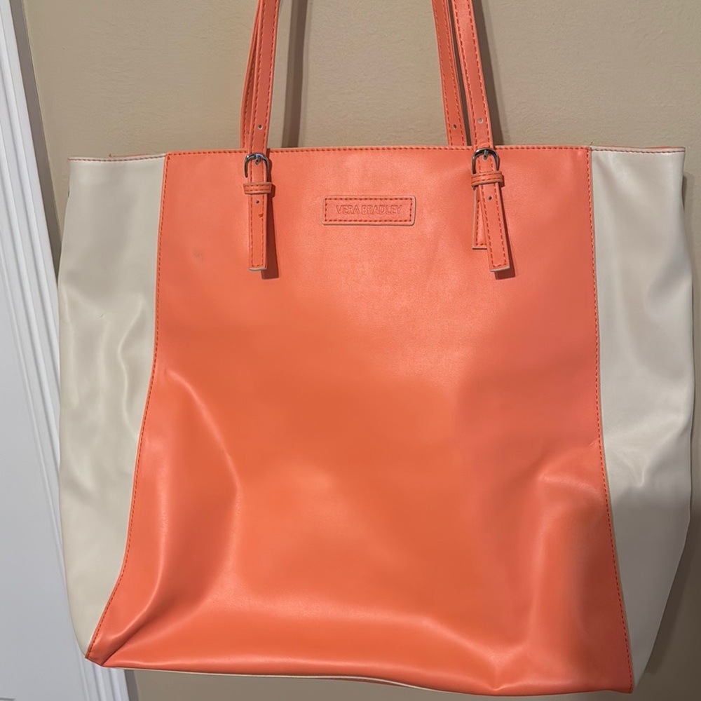 Vera Bradley Peach and Cream Structured Tote